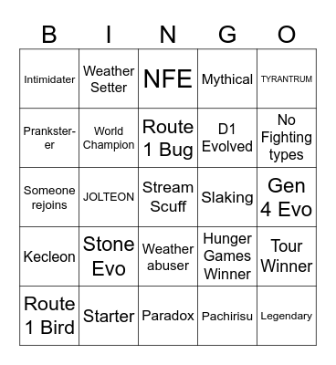 35 Pokes Bingo Card