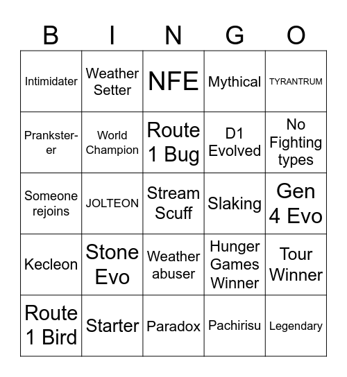 35 Pokes Bingo Card