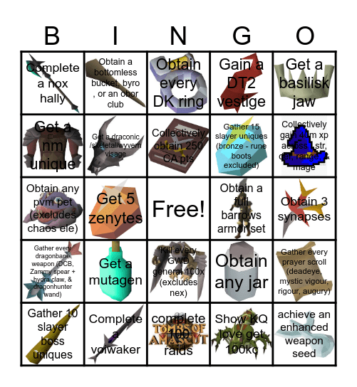 DaGang Bingo Card