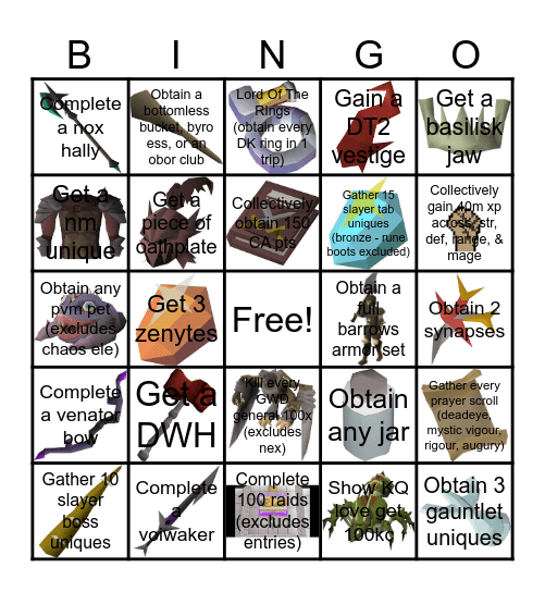 DaGang Bingo Card
