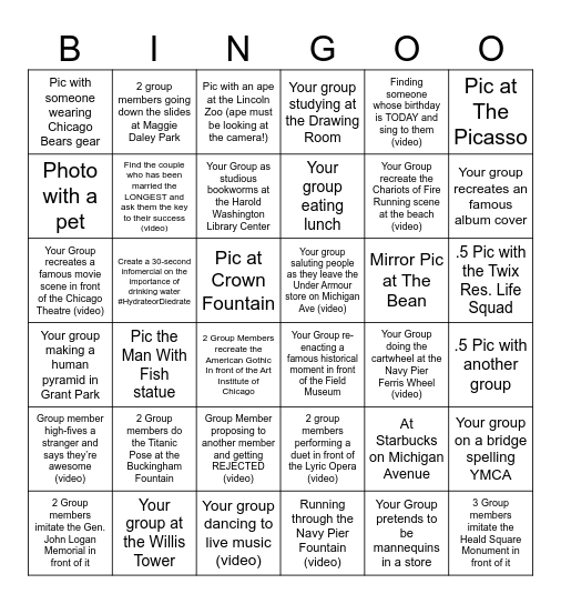 Chicago Photo Scavenger Hunt! Bingo Card