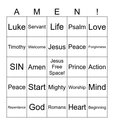 Jesus Anointing Bingo Card