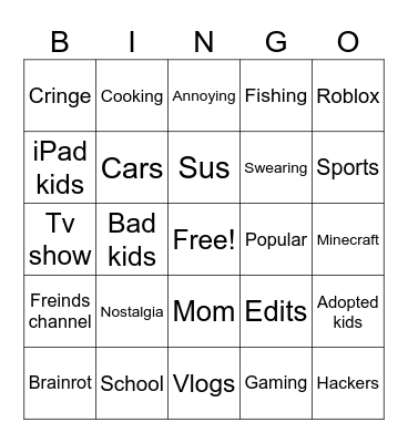 Scrolling bingo Card