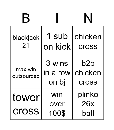 Roobet bingo Card