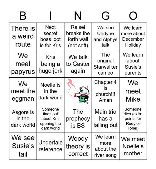 Deltarune - Chapter 3 & 4 Bingo Card