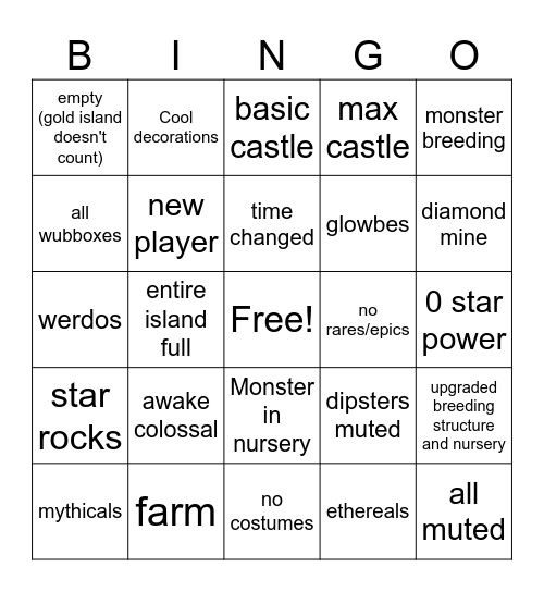 Msm random islands Bingo Card