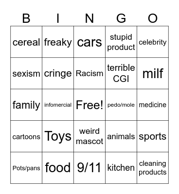 90s commercials Bingo Card