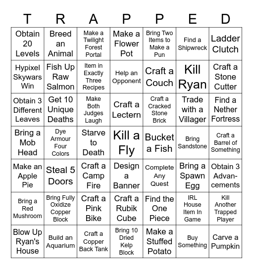 Trapped Bingo Card