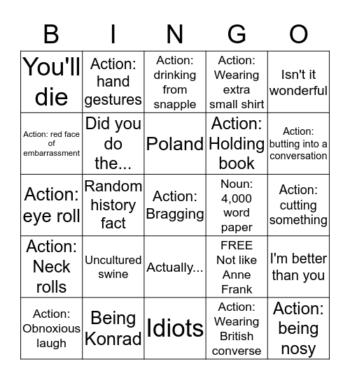 Konrad BINGO Card