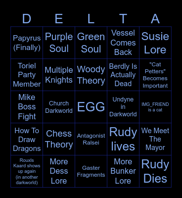 Deltarune Bingo Card