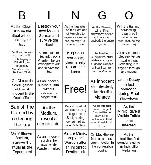 Deceit 2 Bingo Card