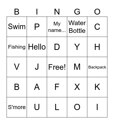 Campers ASL Bingo! Bingo Card