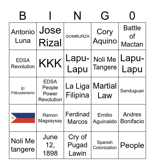 History of the Philippines Bingo Card
