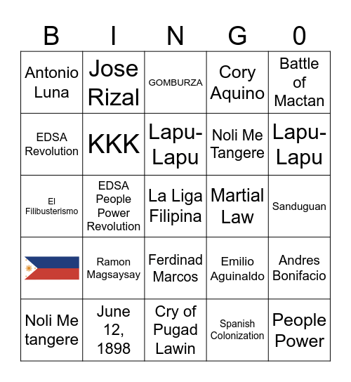 History of the Philippines Bingo Card