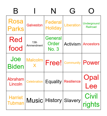Juneteenth Bingo Card
