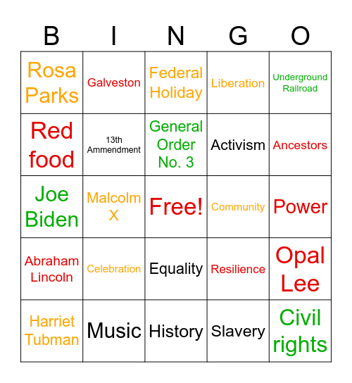 Juneteenth Bingo Card