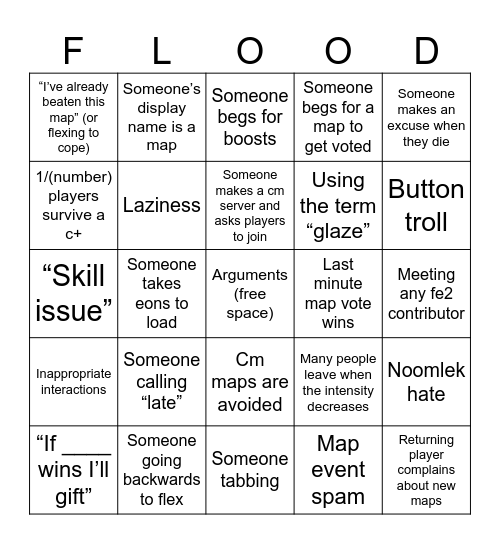 Flood escape 2 Pro server Bingo Card