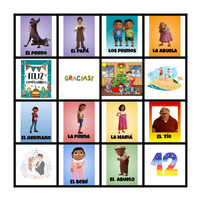 Lotería La Familia Bingo Card