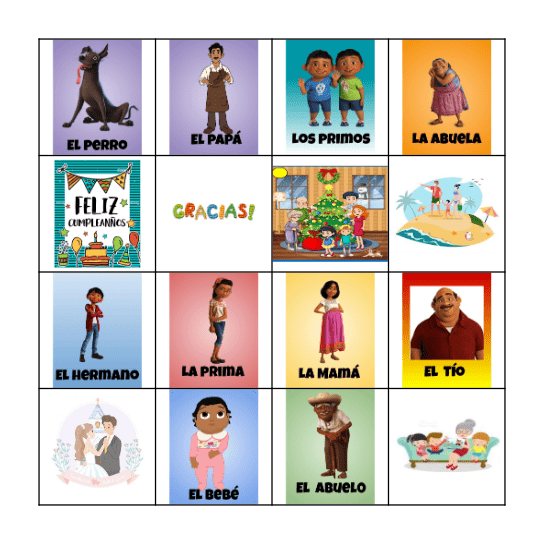 Lotería La Familia: roles,eventos y valores Bingo Card