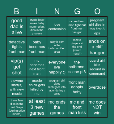 squid games season 3 Bingo Card