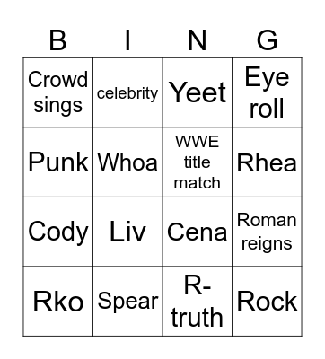 WWE Bingo Card