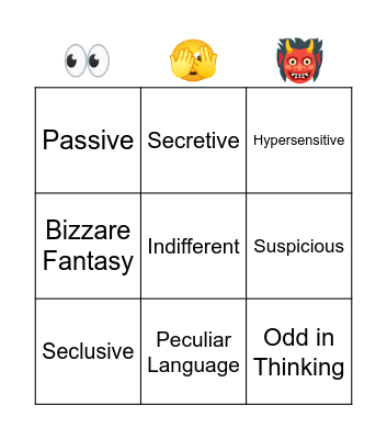Cluster A! Bingo Card