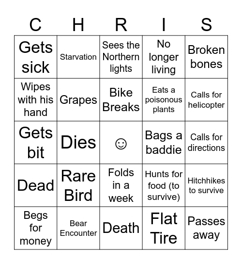 Chris Bingo Card
