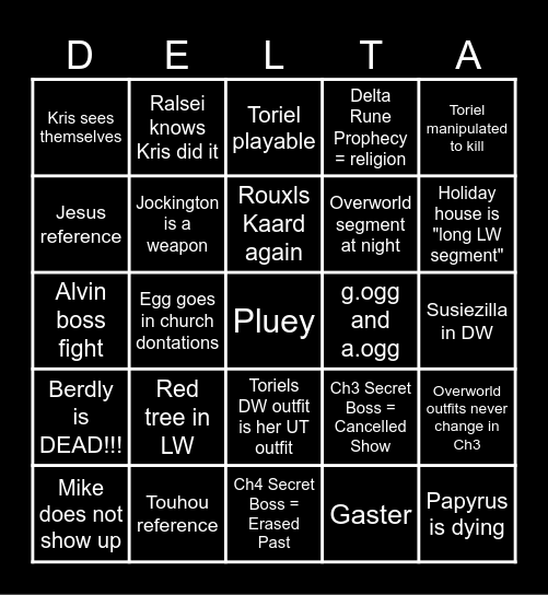Delta Bingy! Bingo Card