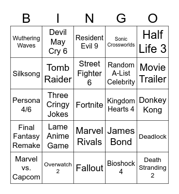 Summer Gaming Fest Bingo Card