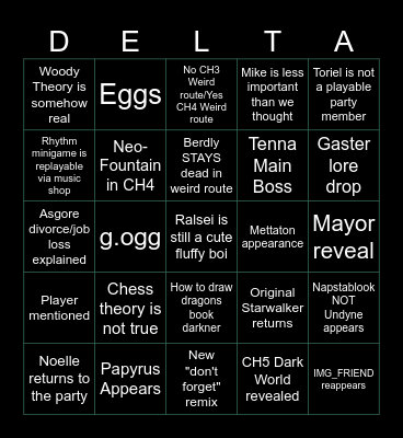 Veni's Deltarune 3&4 Bingo Card