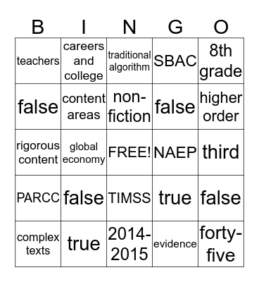 CCSS Bingo Card