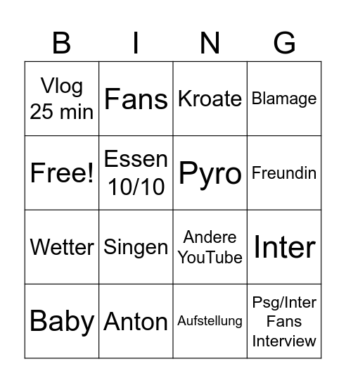 Tone Bingo Card
