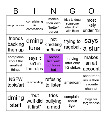 Mod Bingo Card