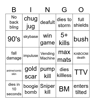 og Fortnite bingo Card