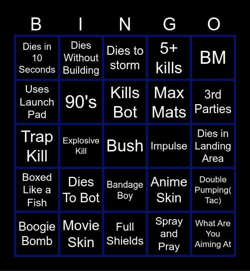 og Fortnite bingo Card