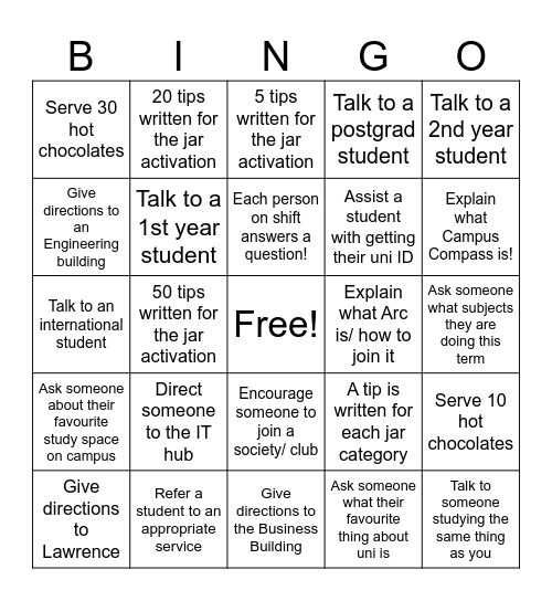 Campus Compass 🧭 Launch Week 🚀 Bingo Card