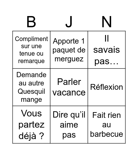 Bingo sans titre Bingo Card