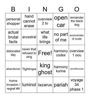 wilson bingo Card