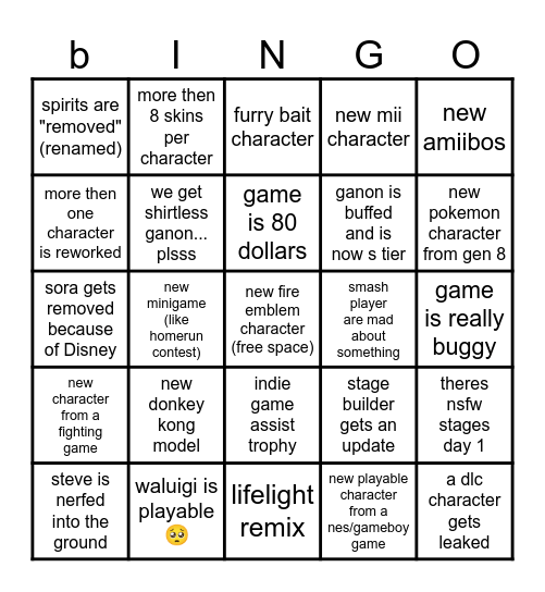 smash 6 predictions Bingo Card