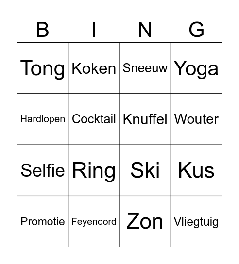 Bonte Bruiloft Bingo Card