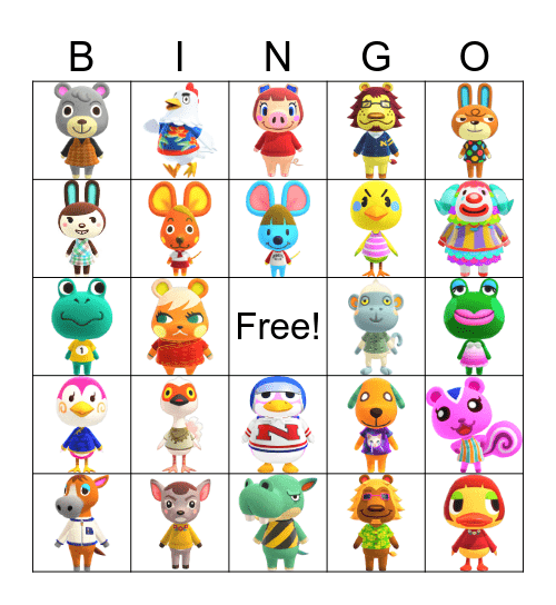 Animal Crossing Bingo Card