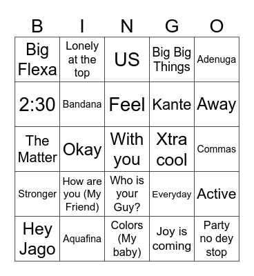 9ja Music Bingo Card