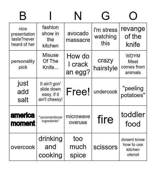 worst cooks in america 1ep Bingo Card