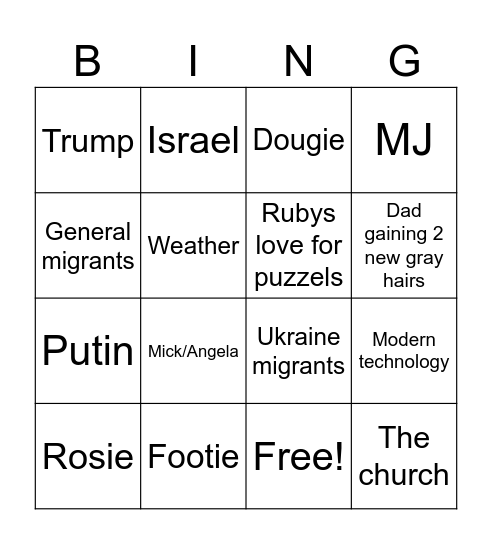 Gran bingo Card
