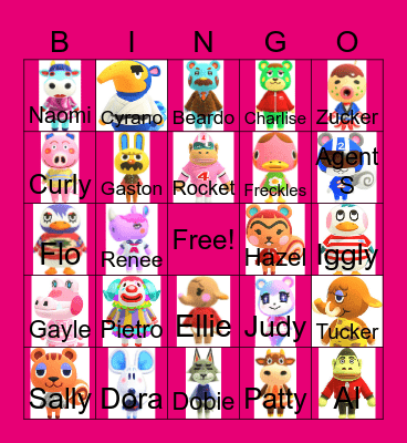 Animal Crossing Villager Hunting Bingo Card