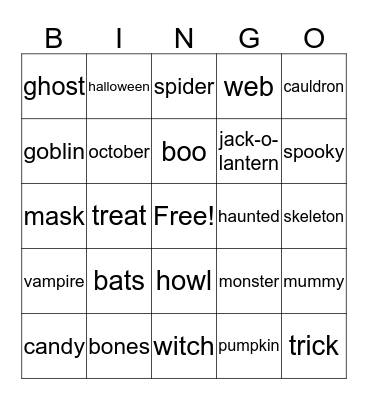 Halloween Bingo Card