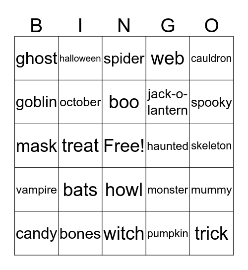 Halloween Bingo Card