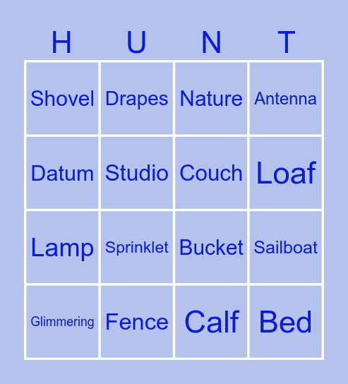 Vocabulary Hunt Bingo Card