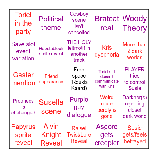 Steorij's Deltarune 3&4 Bingo Card