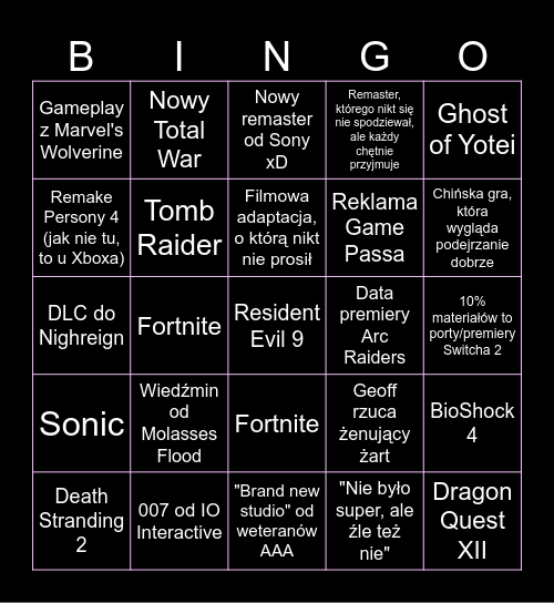 SGF 2025 - Kuba Bingo Card